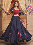 Navy Blue Viscose Rayon Navratri Special Lehenga Choli