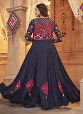 Navy Blue Viscose Rayon Navratri Special Lehenga Choli