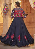 Navy Blue Viscose Rayon Navratri Special Lehenga Choli
