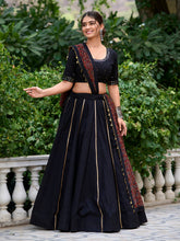 Balck Color Plain With Gota Patti Cotton Traditional Lehenga Choli