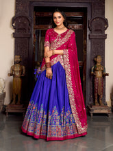 Festive Tasar silk lehenga choli in royal blue