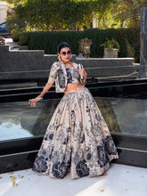 Cream Floral Print Tussar Silk Co-ord Set lehenga Choli