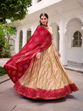 Traditional off-white bandhej lehenga set