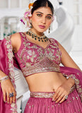 Opulent Rosegold Georgette Lehenga with Sequins & Embroidery