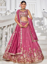 Rosegold Georgette Lehenga | Sequins & Embroidery – Indian Wedding Dress for Women