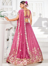 Opulent Rosegold Georgette Lehenga with Sequins & Embroidery