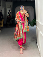 Pink jacquard paithani silk saree with zari weaving