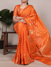 orange roop silk saree with zari weaving