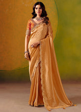 Orange Designer Saree for Mehendi & Sangeet