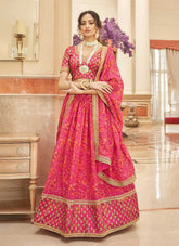 Organza Based Pink Sequins Embroidery Work Lehenga Choli
