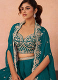 Elegant organza indo western outfit for destination wedding styling