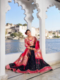 Black Color Weaving Zari Work With Jacquard Silk (Paithani) Maharashtrian Lehenga Choli