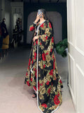 Red Color Floral Printed And Paper Mirror Lace Georgette Gown