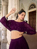 Stylish wine georgette ethnic co-ord set