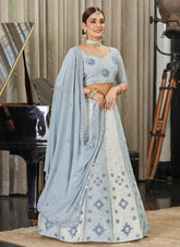 Party Wear Sky Georgette Thread Sequins Embroidery Lehenga Choli