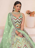 Party Wear Turquoise Net Thread Stone Work Lehenga Choli