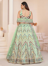 Party Wear Turquoise Net Thread Stone Work Lehenga Choli