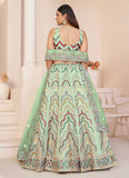 Party Wear Turquoise Net Thread Stone Work Lehenga Choli