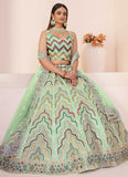 Party Wear Turquoise Net Thread Stone Work Lehenga Choli