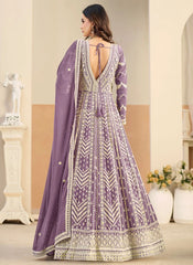 Elegant pastel lavender engagement wear Anarkali suit