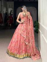 Peach Lehenga with Gotta Patti Lace Design