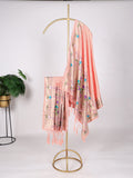 Peach Color Weaving Zari Work Jacquard Paithani Silk Dupatta