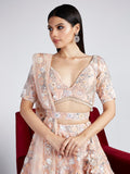 Peach Color Organza Sequins and Zarkan Embroidered Lehenga