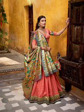 paithani lehenga with dupatta peach