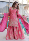 Peach Embroidered Sharara Set for Women