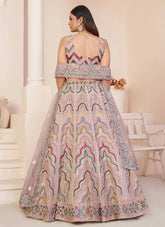 Peach Net Sequins And Stone Work Engagement Lehenga