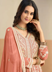 Faux georgette festive Anarkali suit with dupatta
