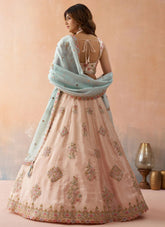 Peach Tissue Bridal Lehenga with Sequins and Zari Embroidery