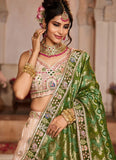 Peach Tissue Designer Bridesmaid Lehenga with Embroidered Dupatta