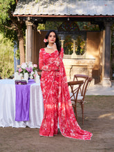 Weightless red printed saree for festive and casual wear