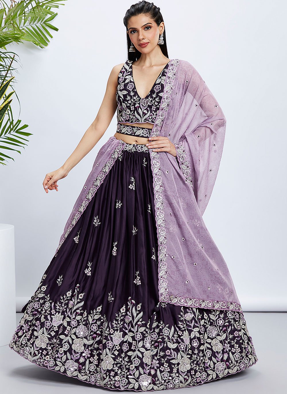 Perfect For Bridesmaid Raw Silk Lehenga Set with Sequins & Thread Embroidery