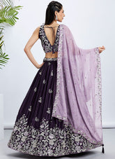 Perfect For Bridesmaid Raw Silk Lehenga Set with Sequins & Thread Embroidery