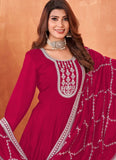 Pink Art Silk Embroidered Graceful Indian Anarkali Suit for Women