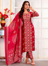 Pink Chanderi Embroidered Readymade Suit Set for Party Wear