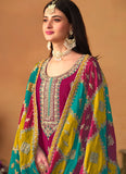 Pink Chinon Silk Pakistani Embroidered Suit