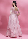 Pink Color Net Sequins And Diamond Work Semi-Stitched Lehenga