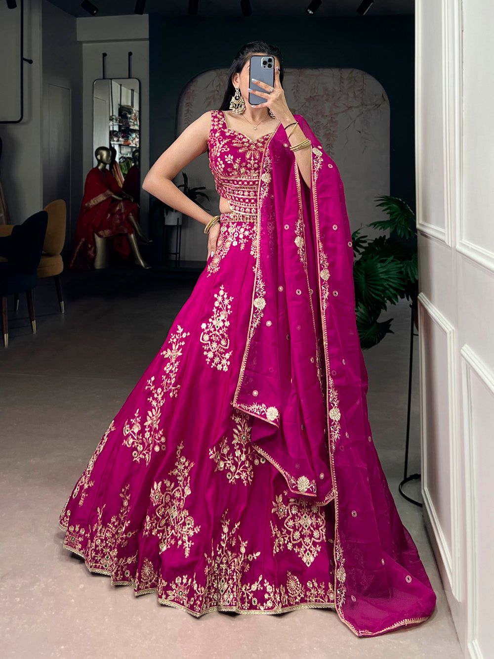 Pink Party Wear Naysha Lehenga Choli with Organza Dupatta