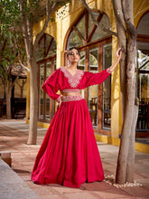 vichitra silk lehenga pink