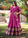 Plain Chanderi lehenga with elegant zari detailing