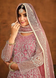 Pink Embroidered Net anarkali Salwar Suit