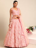 Pink Embroidered Net Trendy Sequins and Zarkan Work Lehenga Choli