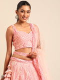 Pink Embroidered Net Trendy Sequins and Zarkan Work Lehenga Choli