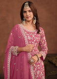 Pink Faux Georgette Sharara Style Suit