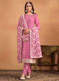 Pink Faux Georgette Straight Cut Salwar Kameez