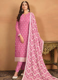 Pink Faux Georgette Straight Cut Salwar Kameez