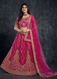 Pink Italian Silk Diamond ari and Sequins Work Lehenga Choli